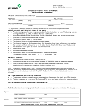 Girl Scouts Sponsorship Agreement