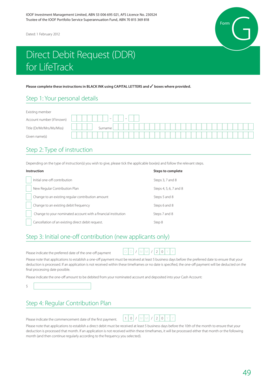 LifeTrack Direct Debit Request Form