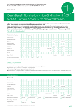 IOOF Non-Binding Death Benefit Nomination Form