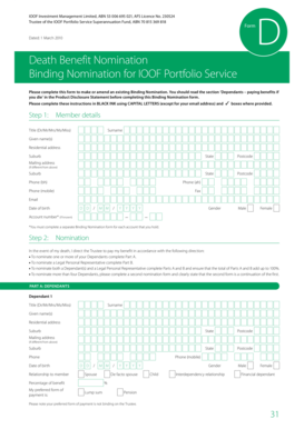 IOOF Binding Death Benefit Nomination Form