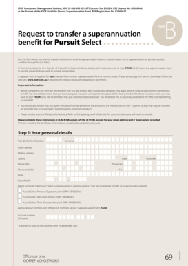 Pursuit Select Superannuation Transfer Form