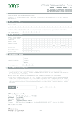 LifeTrack Superannuation Fund Direct Debit Request