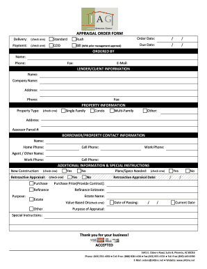 Appraisal Order Form