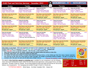 CUSD Food and Nutrition Services December b2013b - School Menu