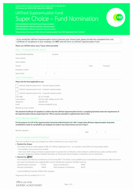 LifeTrack Superannuation Fund Nomination Form