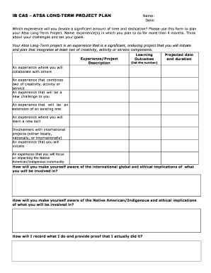 IB CAS ATSA Long-Term Project Plan