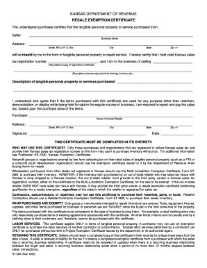 Kansas Resale Exemption Certificate