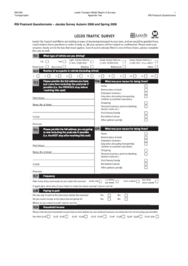 transportation postcard questionnaire survey