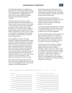 Confidentiality Agreement for Property Acquisition