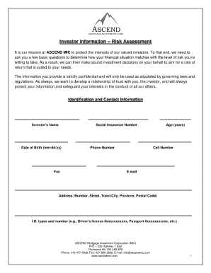 Investor Risk Assessment Form