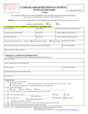 Wisconsin Campaign Registration Statement
