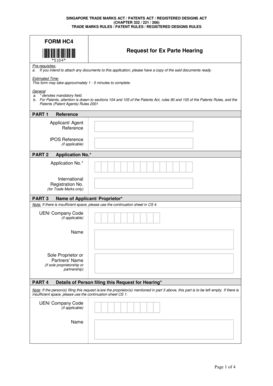 Singapore Trade Mark Patent Design Hearing Request