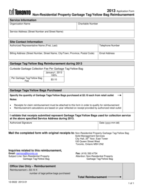 Non-Residential Property Garbage Tag Reimbursement Form