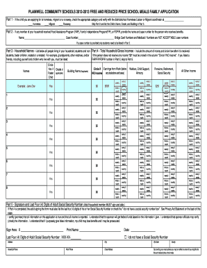 Free and Reduced Price School Meals Application