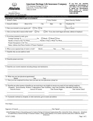 Continuance of Disability Statement