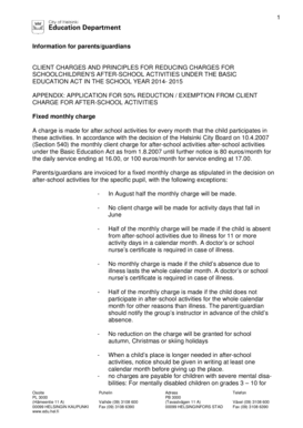 Helsinki After-School Activities Fee Reduction Application