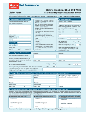 Argos Pet Insurance Claim Form