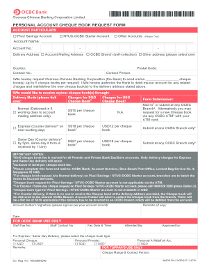 OCBC Cheque Book Request Form