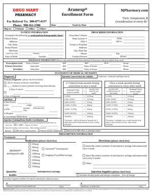 Aranesp Prescriber Enrollment Form