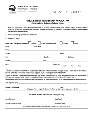 Single Event Membership Application
