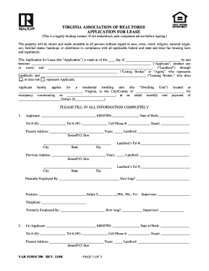 Virginia Residential Lease Application