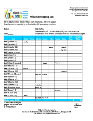 45 hour driving log virginia - Official Kids Mileage Log Sheet - Mercedes Marathon