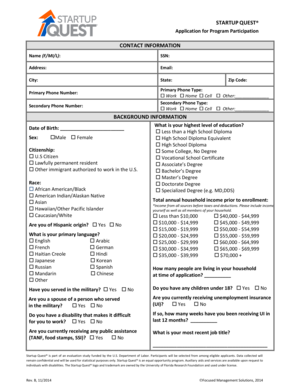 Startup Quest Program Participation Application