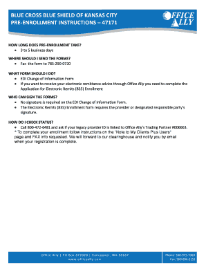 Blue Cross Blue Shield EDI Change of Information Form
