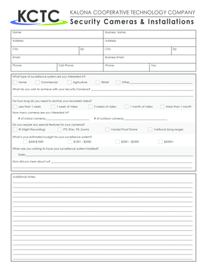 Security Camera Installation Request Form