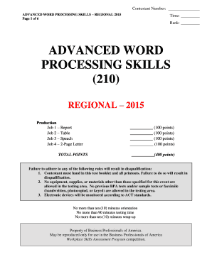 Advanced word processing skills