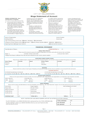 Bingo Statement of Account template - City of Yellowknife - yellowknife