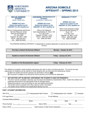 Arizona Domicile Affidavit