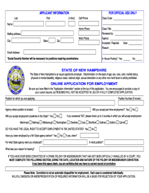 New Hampshire Employment Application Form