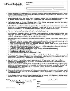Hysterectomy Informed Consent Form