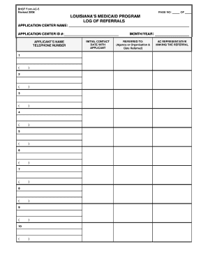 Louisiana Medicaid Referral Log