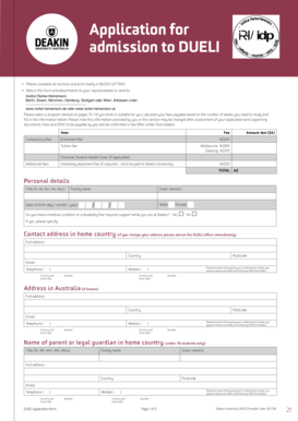 Deakin University DUELI Application Form