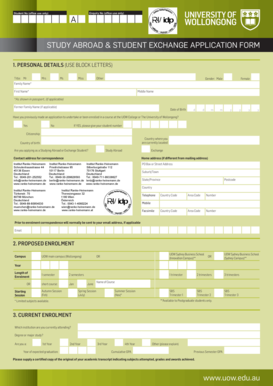 Study Abroad and Student Exchange Application Form