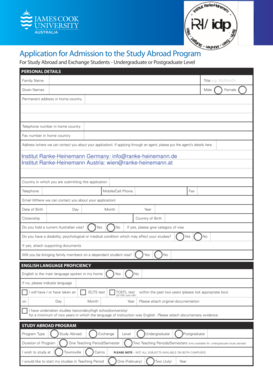 Application for Admission to the Study Abroad Program