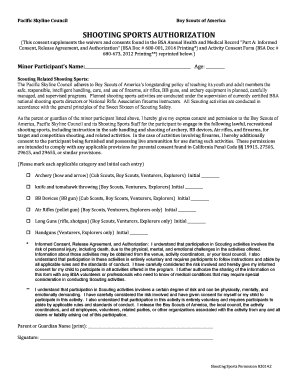 Download Pacific Skyline Council Shooting Sports Consent Form