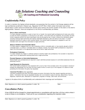 Confidentiality Policy Agreement