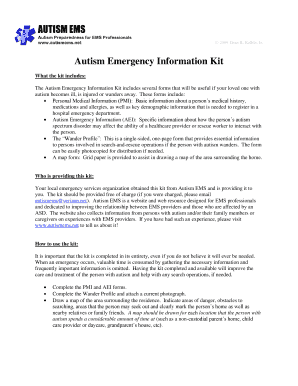 Autism Emergency Information Kit