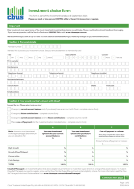 Cbus Investment Choice Form