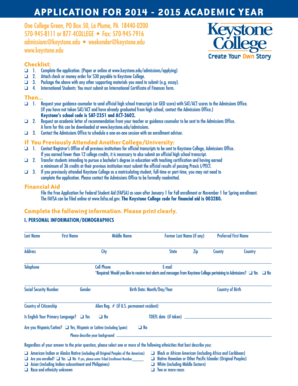 Keystone College Application Form