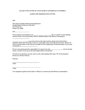 SAMPLE RECOMMENDATION LETTER - Georgia Baptist ... - gbcd