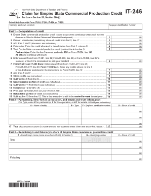 New York Empire State Commercial Production Credit Claim