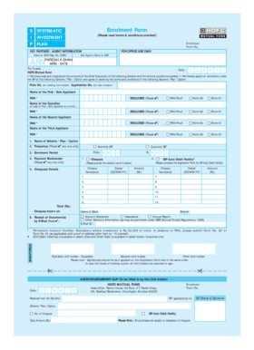 HDFC Mutual Fund SIP Enrolment Form