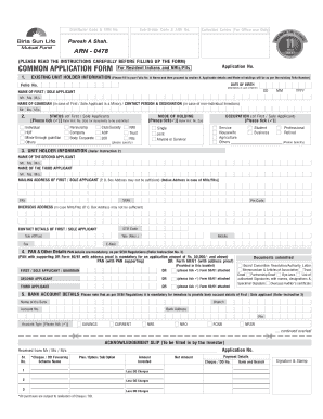 Birla Mutual Fund Application Form