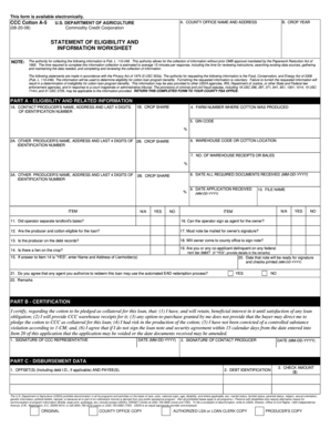 USDA Cotton Loan Program Eligibility Form