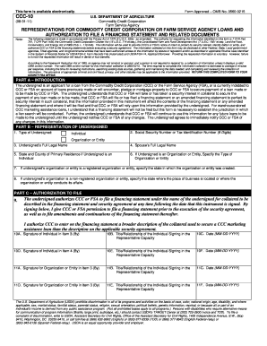 USDA CCC FSA Loan Representation Form