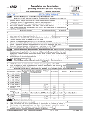 IRS Form 4562 Depreciation and Amortization